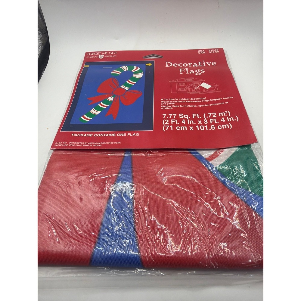 Vintage Forget Me Not American Greetings Candy Cane Flag Christmas 28" x 40"